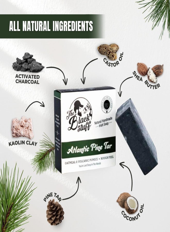 The Black Stuff All Natural Bar Soap for Men Handmade Cold Process Soaps with Organic Ingredients and Essential Oils - Mens Soap for Daily Use, Atlantic Pine Tar (3 Packs) - Image 5